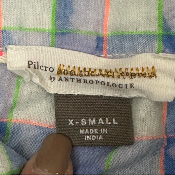 Pilcro Anthropologie Blue Tie Dye Buttondown Shirt X-Small XS - Picture 3 of 10